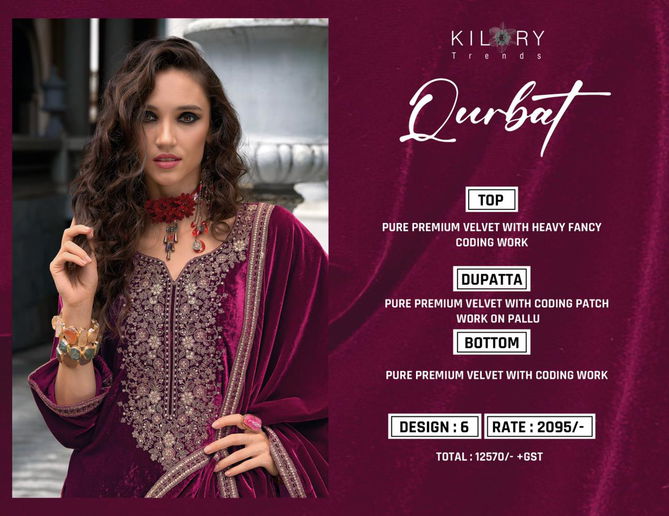 Qurbat By Kilory Winter Wear Designer Velvet Salwar Kameez Wholesale Price In Surat
